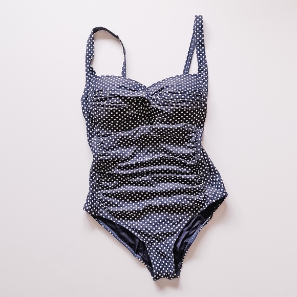 Niptuck navy and white polka dot one piece swimsuit - Picture 2 of 4